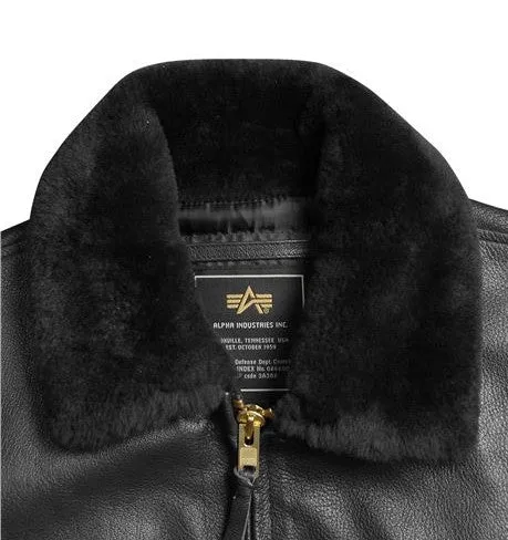 Alpha Industries G-1 Black Goatskin Leather Flight Jacket