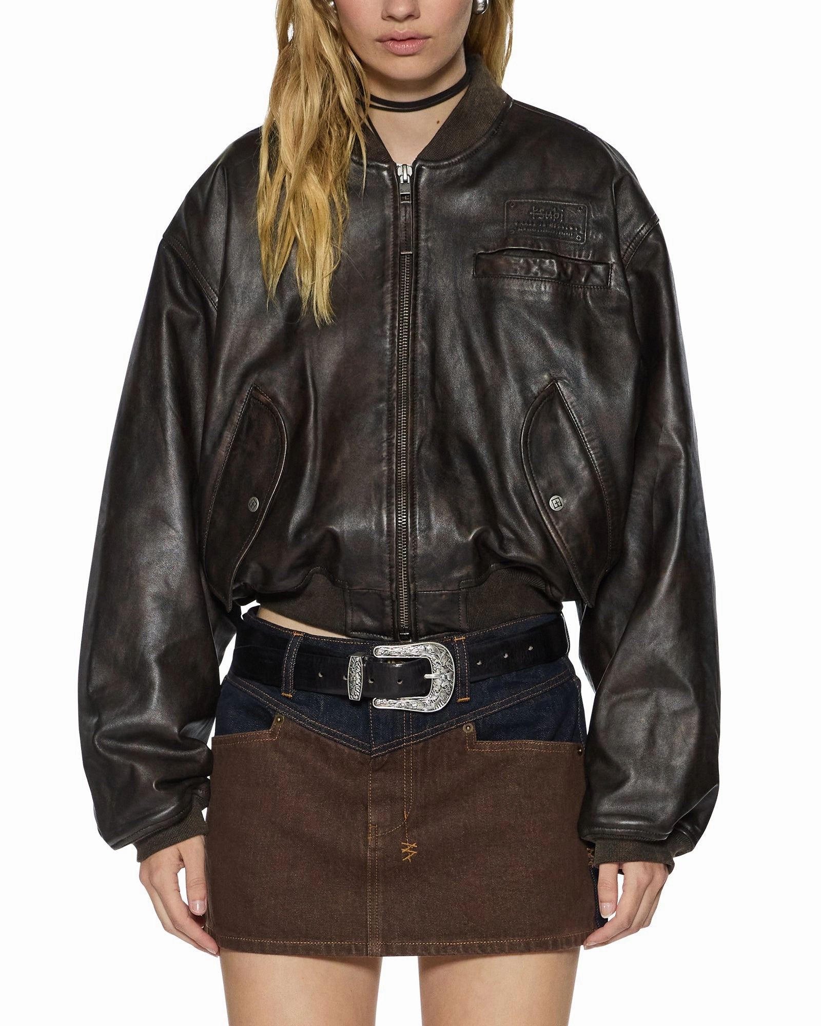 suitable for e commerce ALPHA CROP BOMBER WORN BLACK