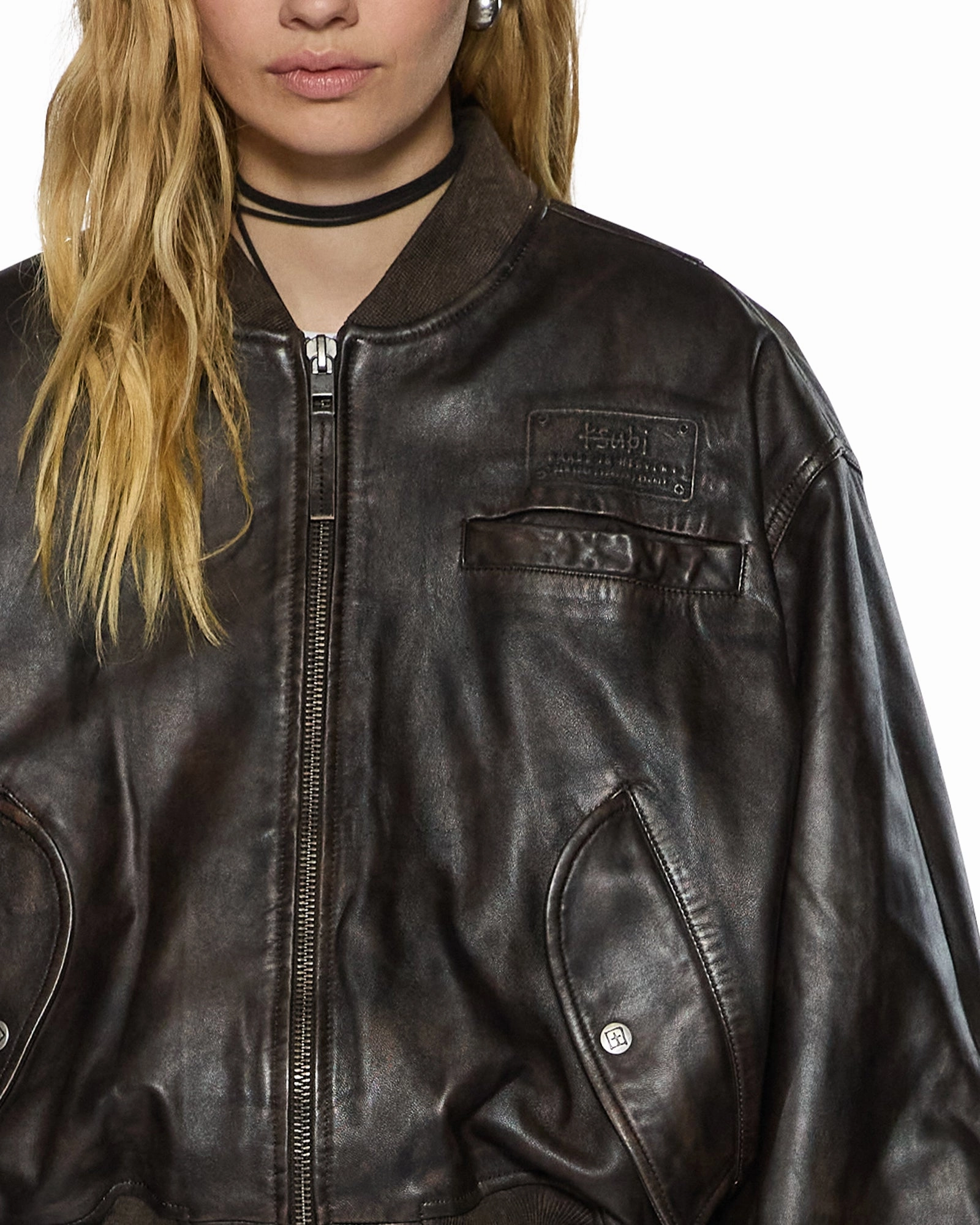 ALPHA CROP BOMBER WORN BLACK suitable for summer sports Vegan
