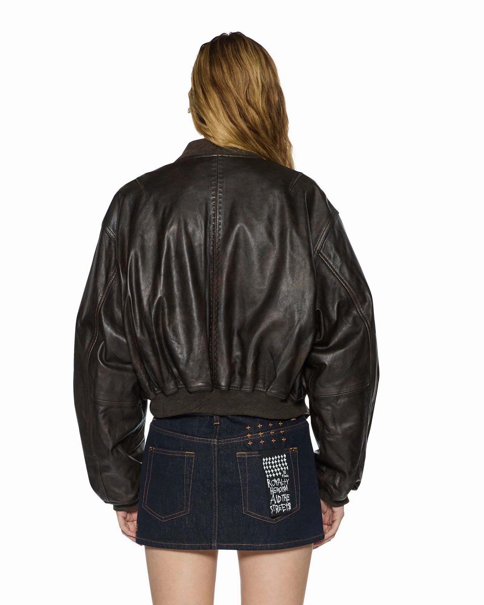 ALPHA CROP BOMBER WORN BLACK Technique