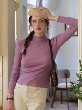 On-The-Go Easy Layering Amanda Ruffle Collar 100% Wool Sweater