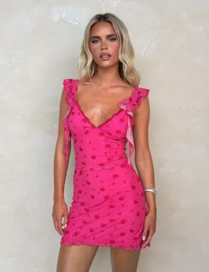 AMARIS MINI DRESS - DITSY FLORAL Day Glow