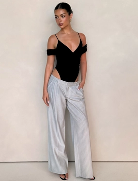 AMBERLY SUIT PANT - GREY : PINSTRIPE : GREY PINSTRIPE Thermal Regulating