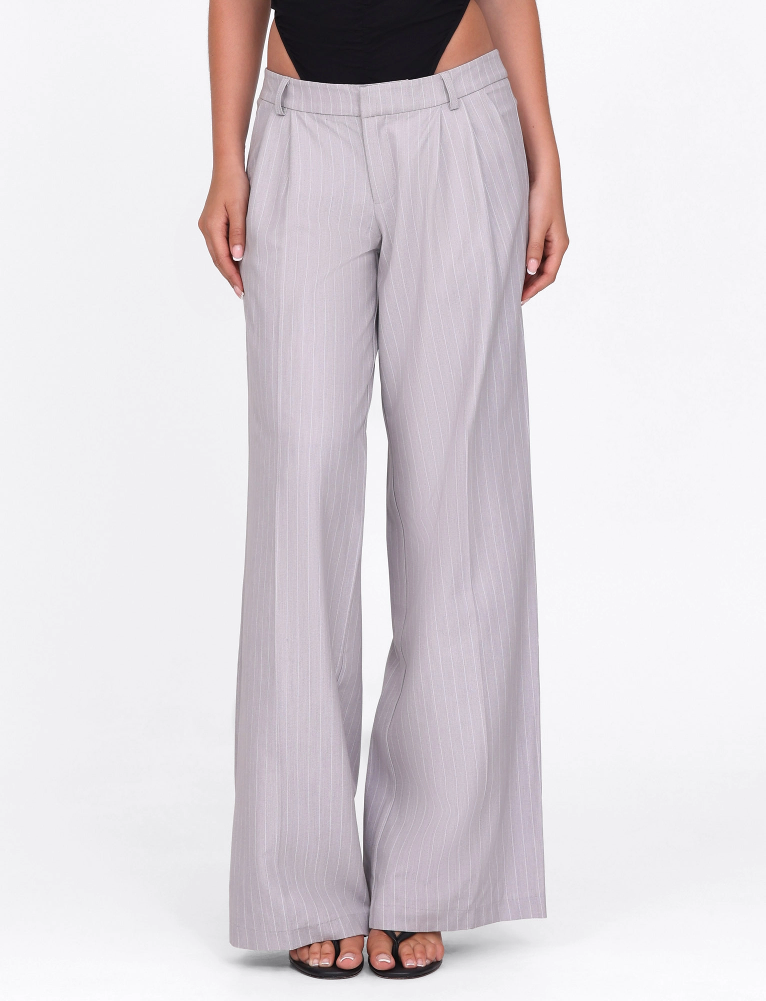 TearResistantMaterial Bonded Seam Technology AMBERLY SUIT PANT - GREY : PINSTRIPE : GREY PINSTRIPE