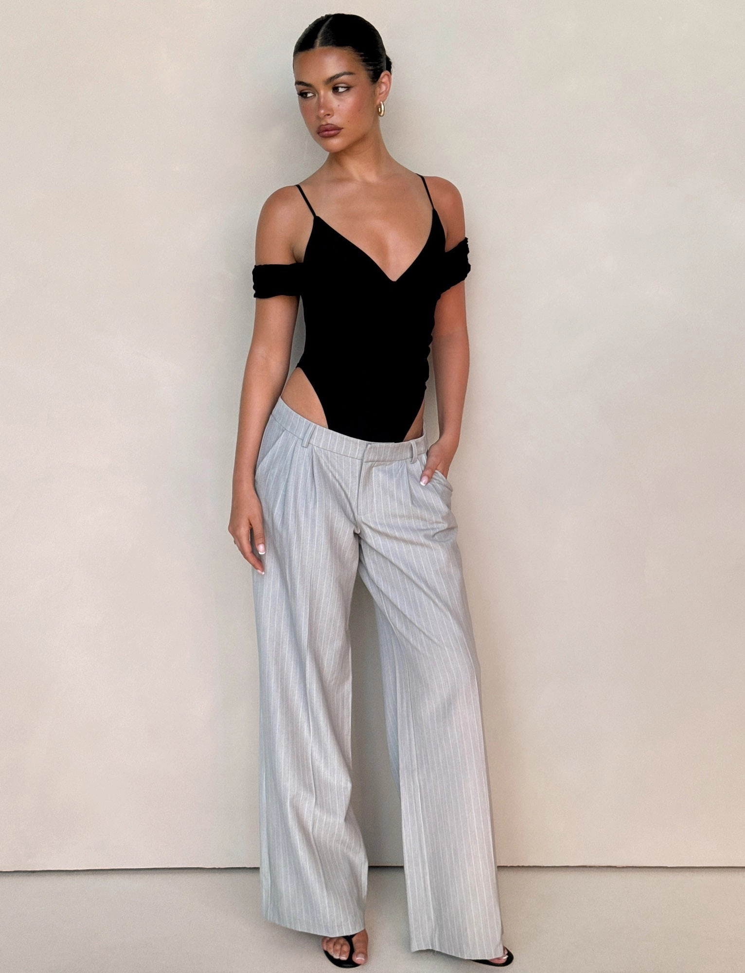 AMBERLY SUIT PANT - GREY : PINSTRIPE : GREY PINSTRIPE Thermal Regulating