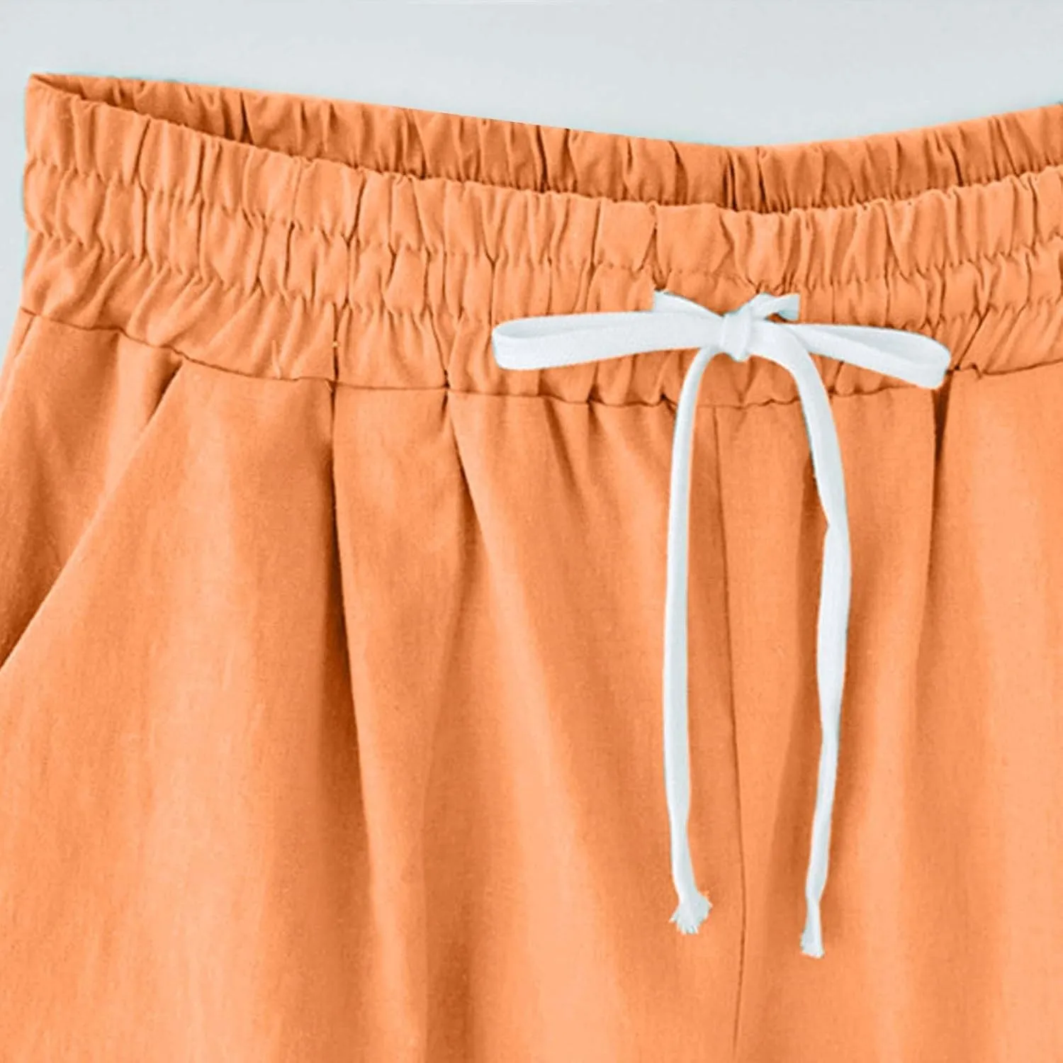 AMDBEL Bermuda Shorts for Women Trendy Women's Long Shorts with Pockets Cotton Sweat Shorts Jersey Knee Length Shorts Summer