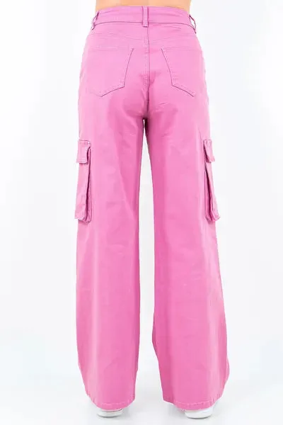 American Bazi Full Size Drawstring Wide Leg Cargo Pants Plus Size