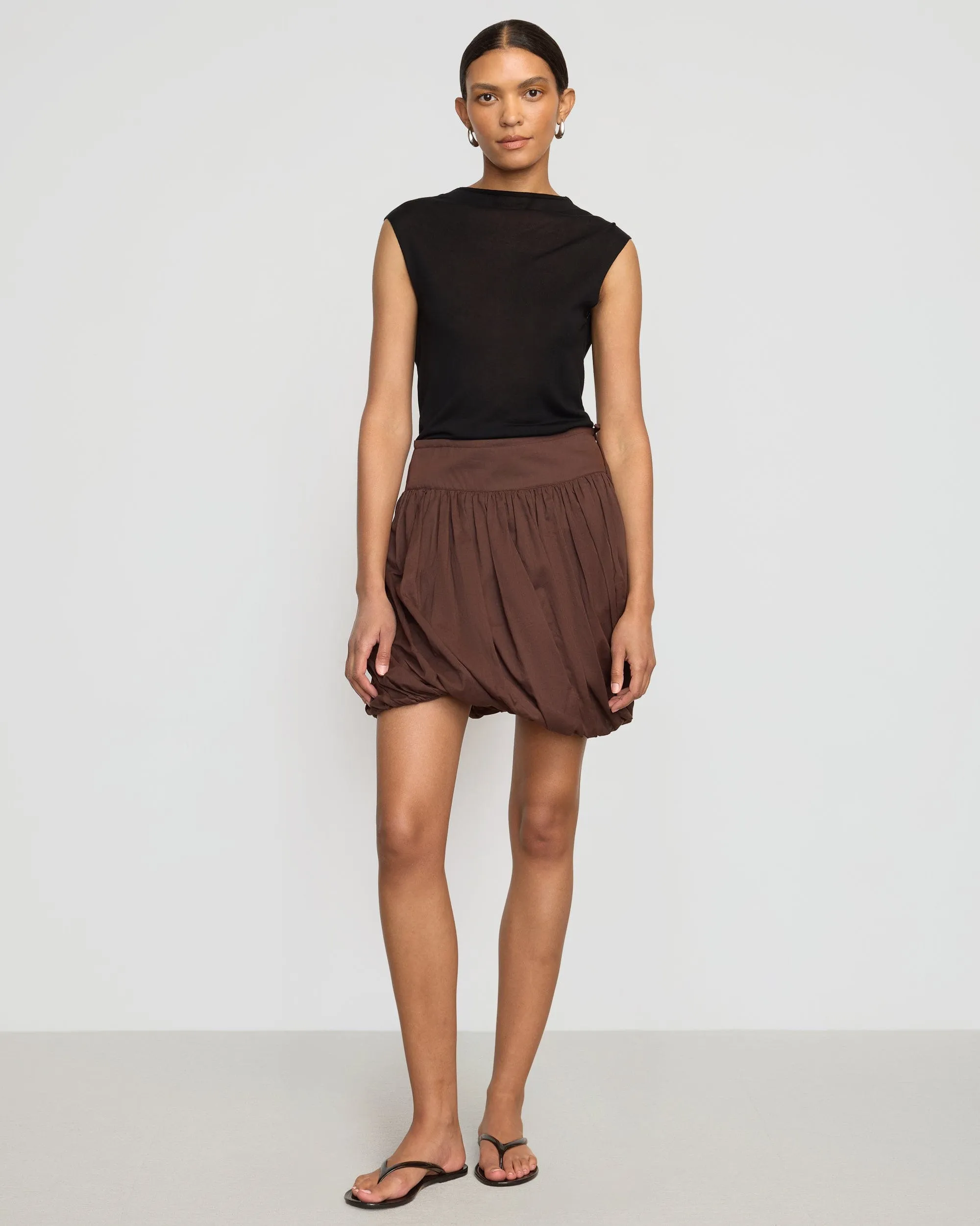 Gathered waist Anat Organic Cotton Twist-Bubble Skirt