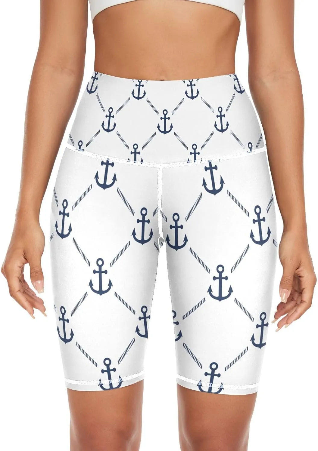 Anchor Seamless Pattern Long Yoga Leggings for Women Sport Butt Leggings X-Small