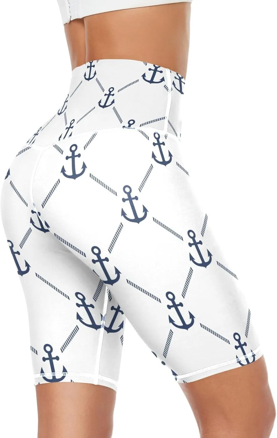 Anchor Seamless Pattern Long Yoga Leggings for Women Sport Butt Leggings X-Small