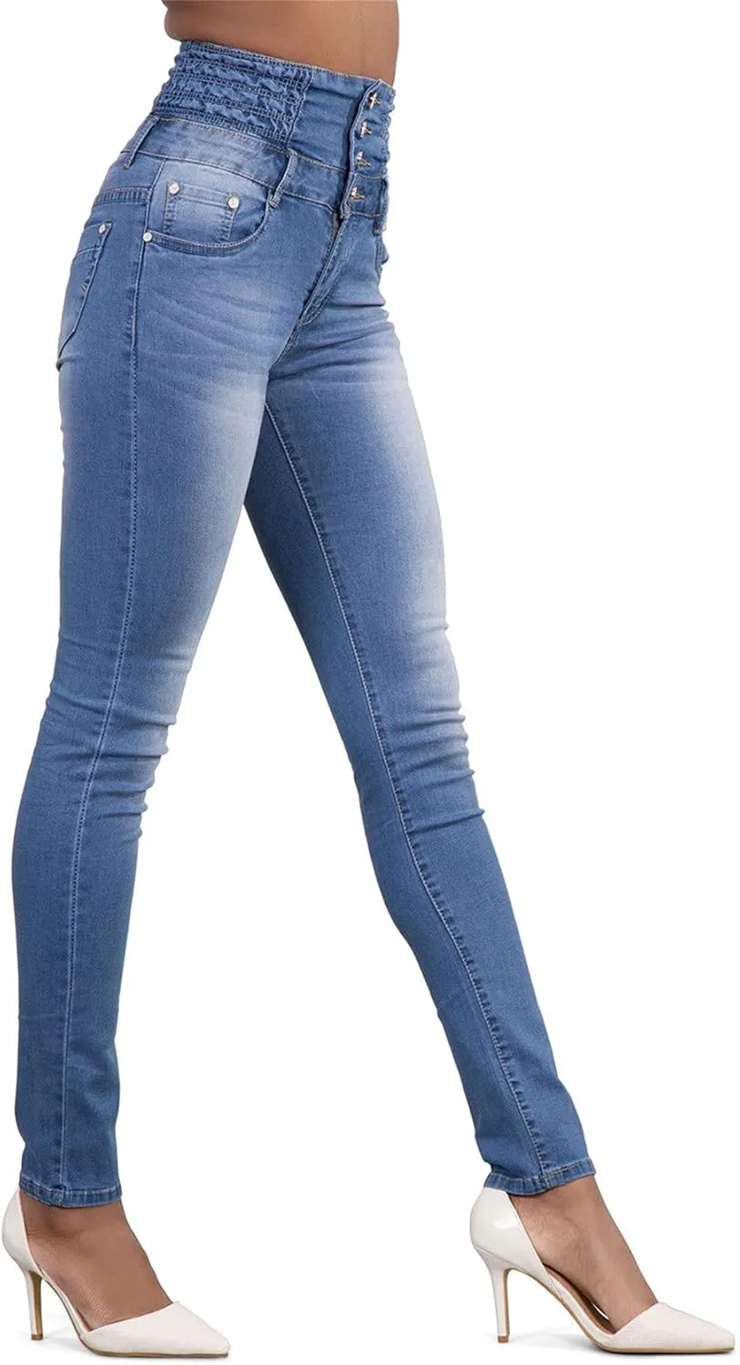 Andongnywell Womens Comfort High Waist High Rise Skinny Jeans high-Rise Slim-fit Plus Size Denim Pants