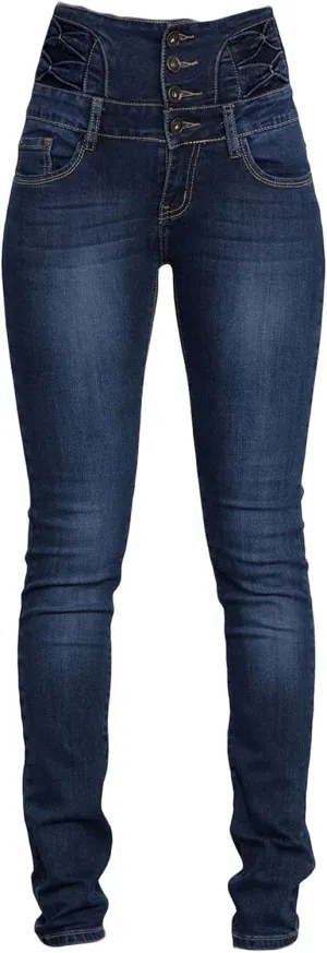 Andongnywell Womens Comfort High Waist High Rise Skinny Jeans high-Rise Slim-fit Plus Size Denim Pants