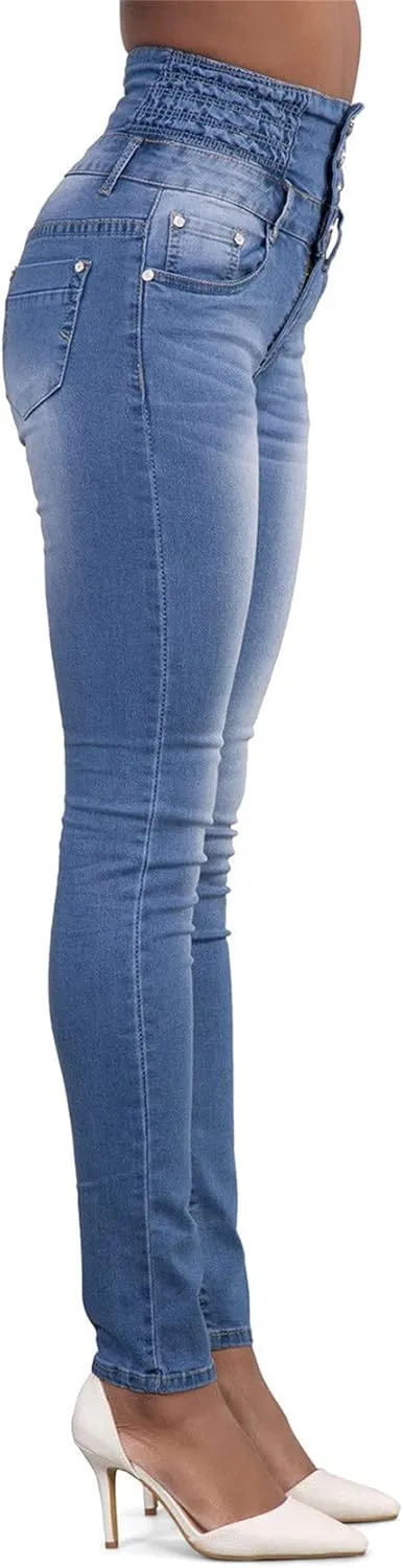 Andongnywell Womens Comfort High Waist High Rise Skinny Jeans high-Rise Slim-fit Plus Size Denim Pants