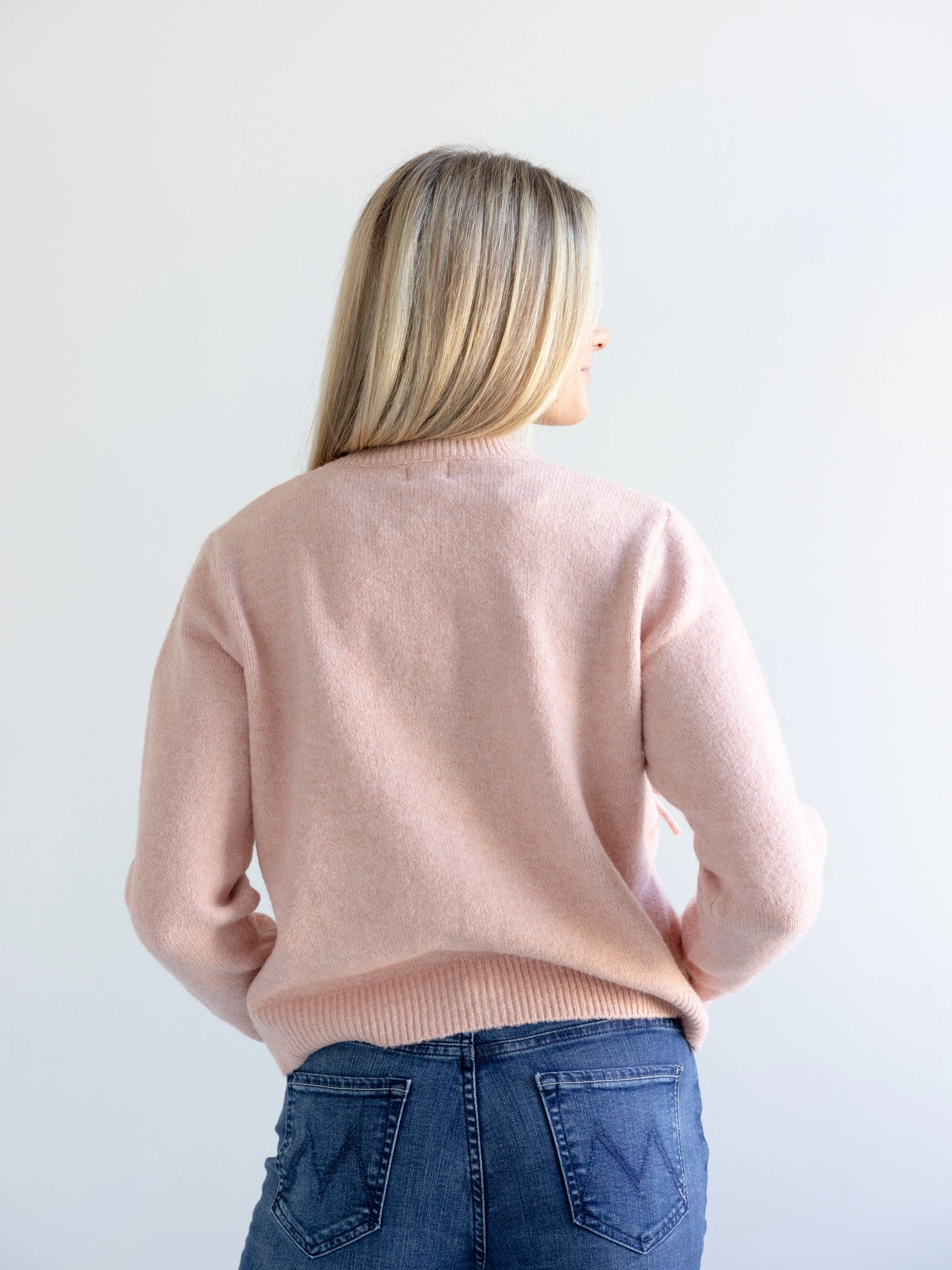 Annie Bow Cardigan Pink EcoConscious Production