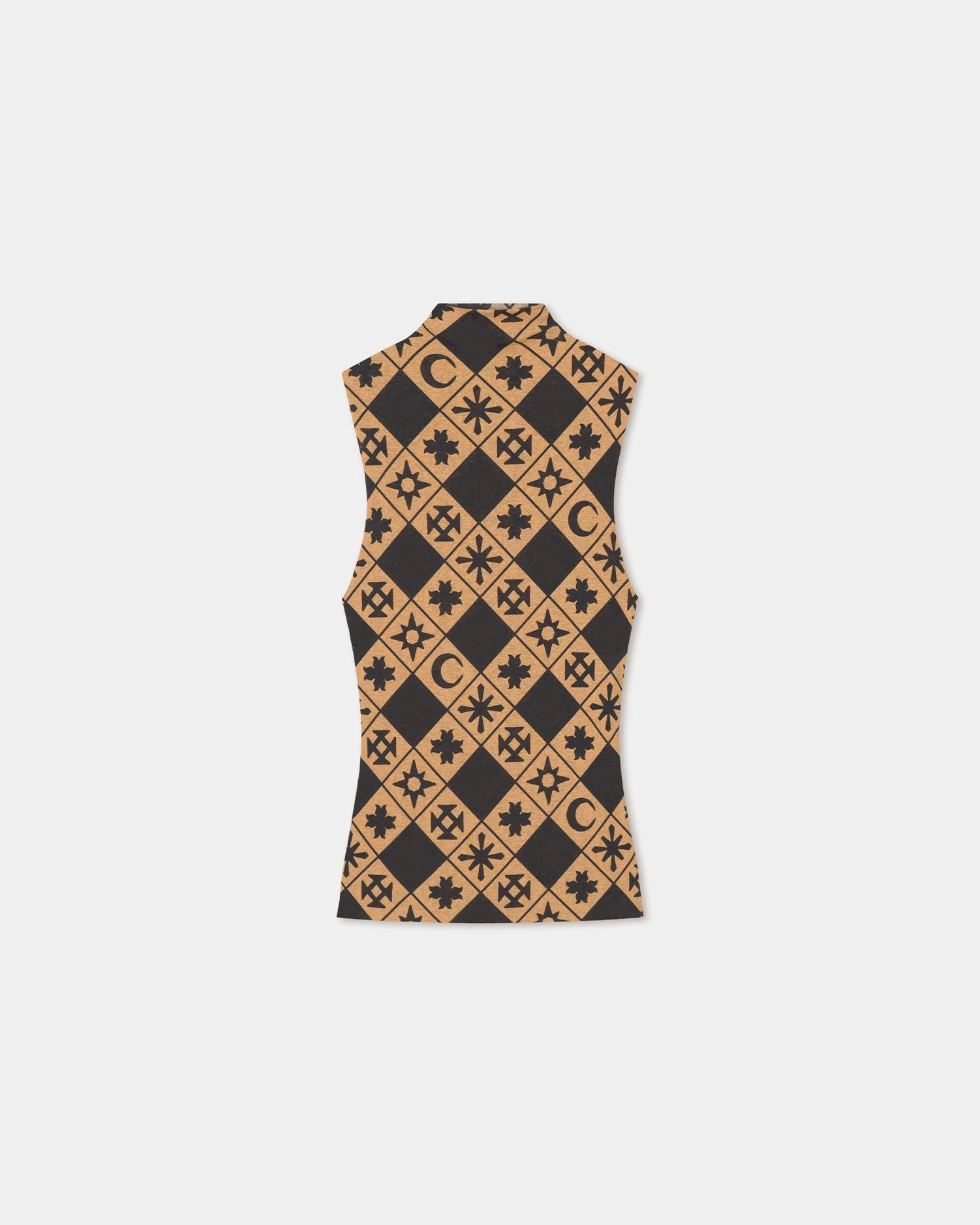 Casual Long Sleeve Annyka - Printed Mesh Jersey Top - Symbol Tile Oak