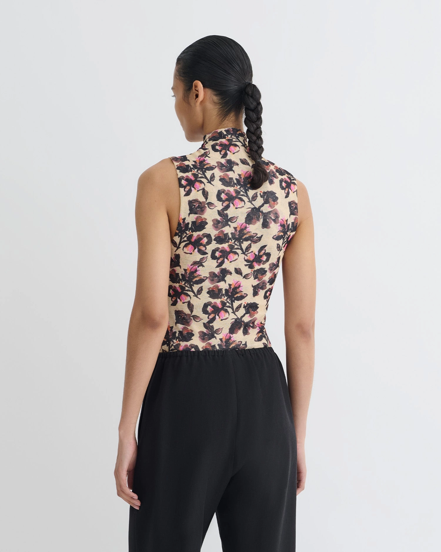 Annyka - Printed Mesh Jersey Top - Tapestry Floral Stretch Weave Construction
