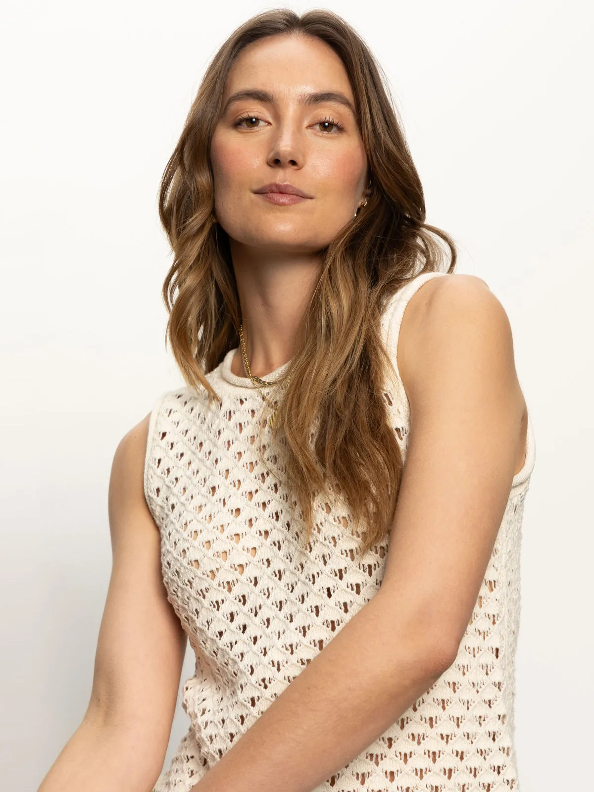 Versatile Performance Date night Crochet Shell Sweater Eco Natural
