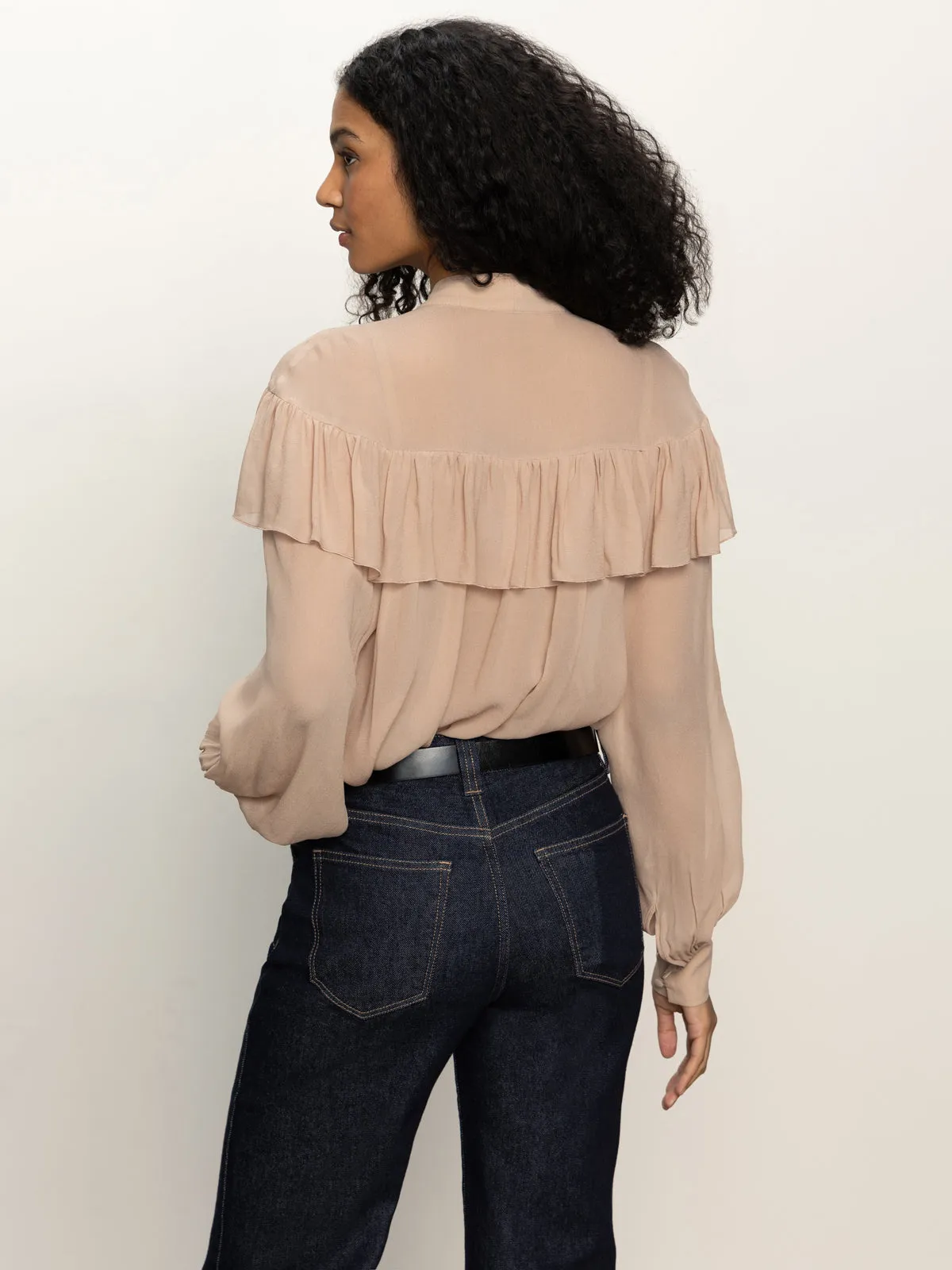 Timeless Comfort Fit For All Day Fade Into You Ruffle Blouse Fawn
