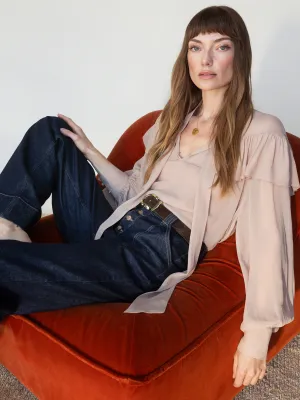 Fade Into You Ruffle Blouse Fawn Simple Wear
