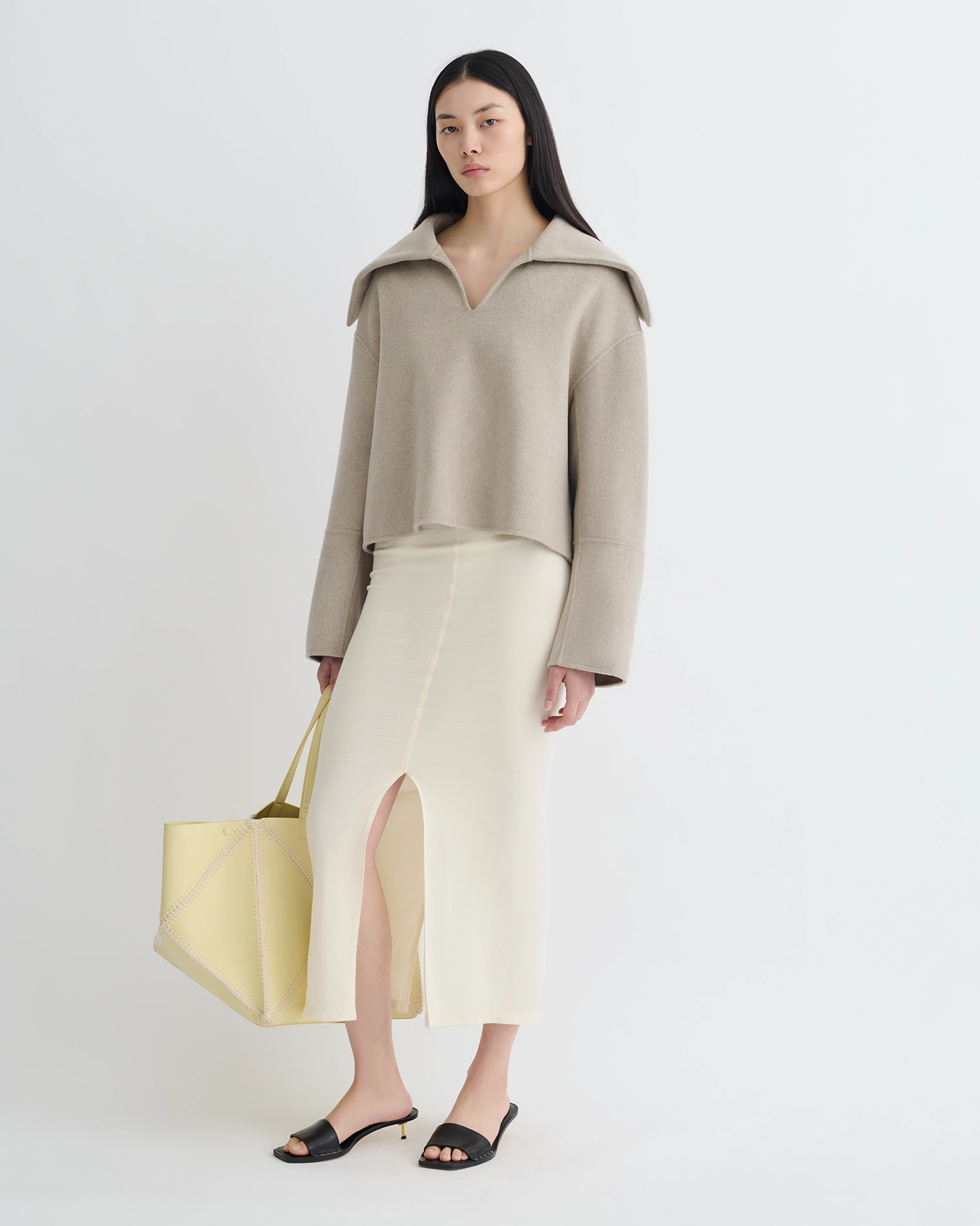 Maxe - Double Wool Jacket - Stone Ventilated Back Panels HygienicTreatment