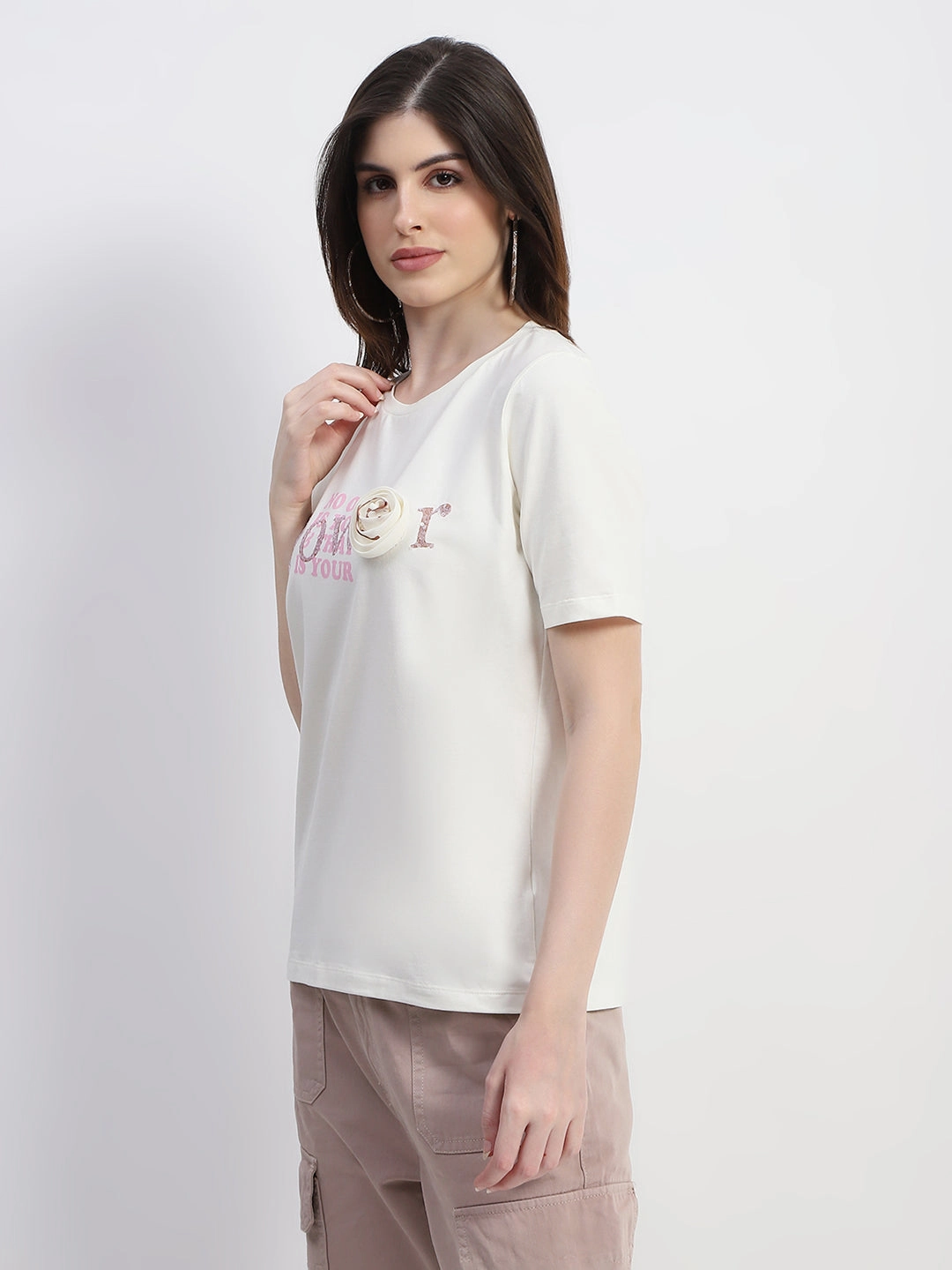 Madame Typography Print Off White Cotton T-Shirt Kids clothing