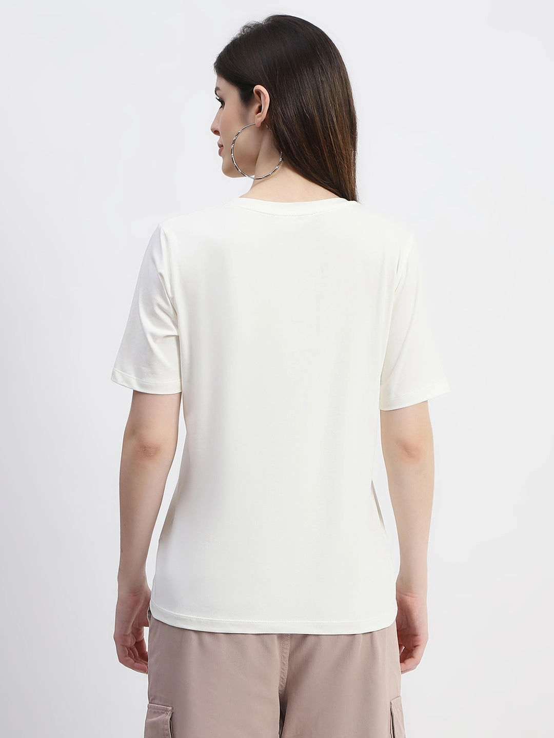 Madame Typography Print Off White Cotton T-Shirt Light Style Trend timeless