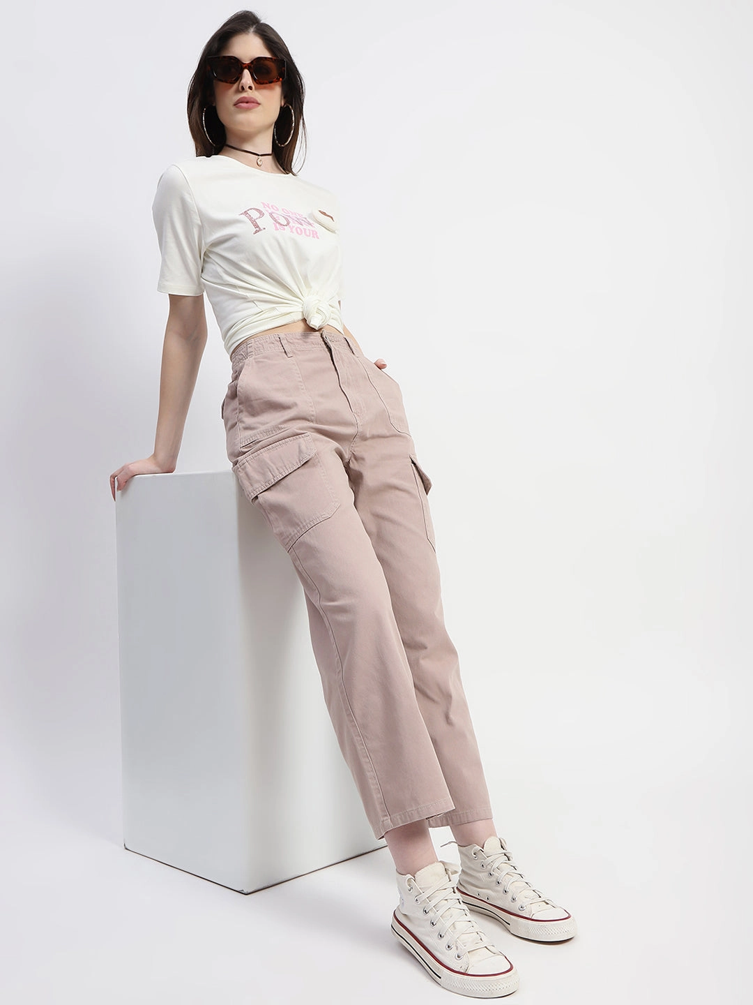 Madame Typography Print Off White Cotton T-Shirt Casual Comfort Fit