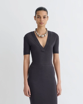 Akka - Wool Jersey Henley Top - Grey AllDaySoftness