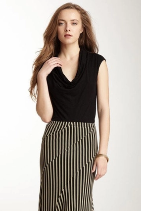 Cawl Neck Top - Black Ergonomic Fit Design Double Stitched Seams