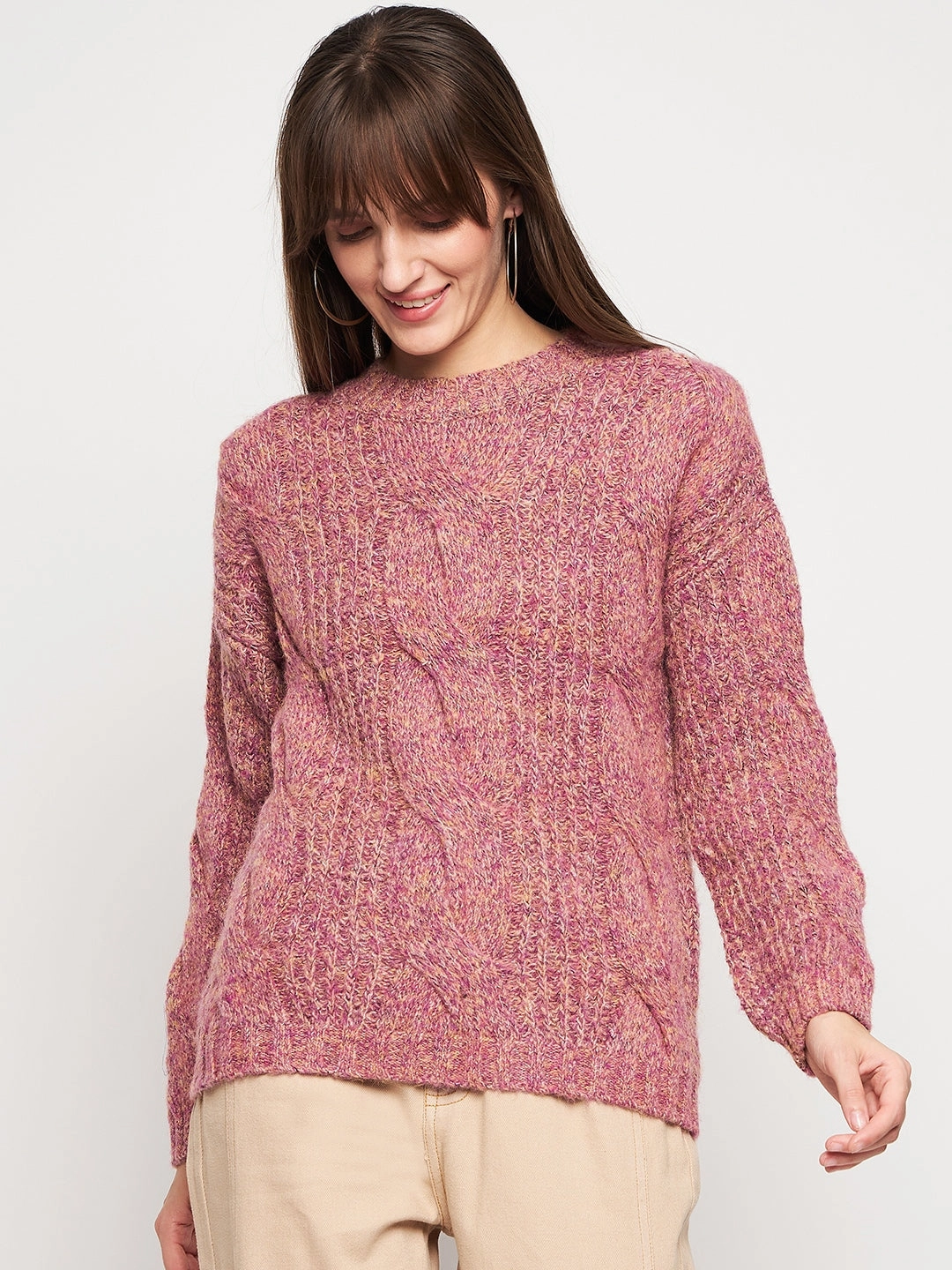 Madame Pink Knit Pullover All Day Wear Cozy Layer Fit
