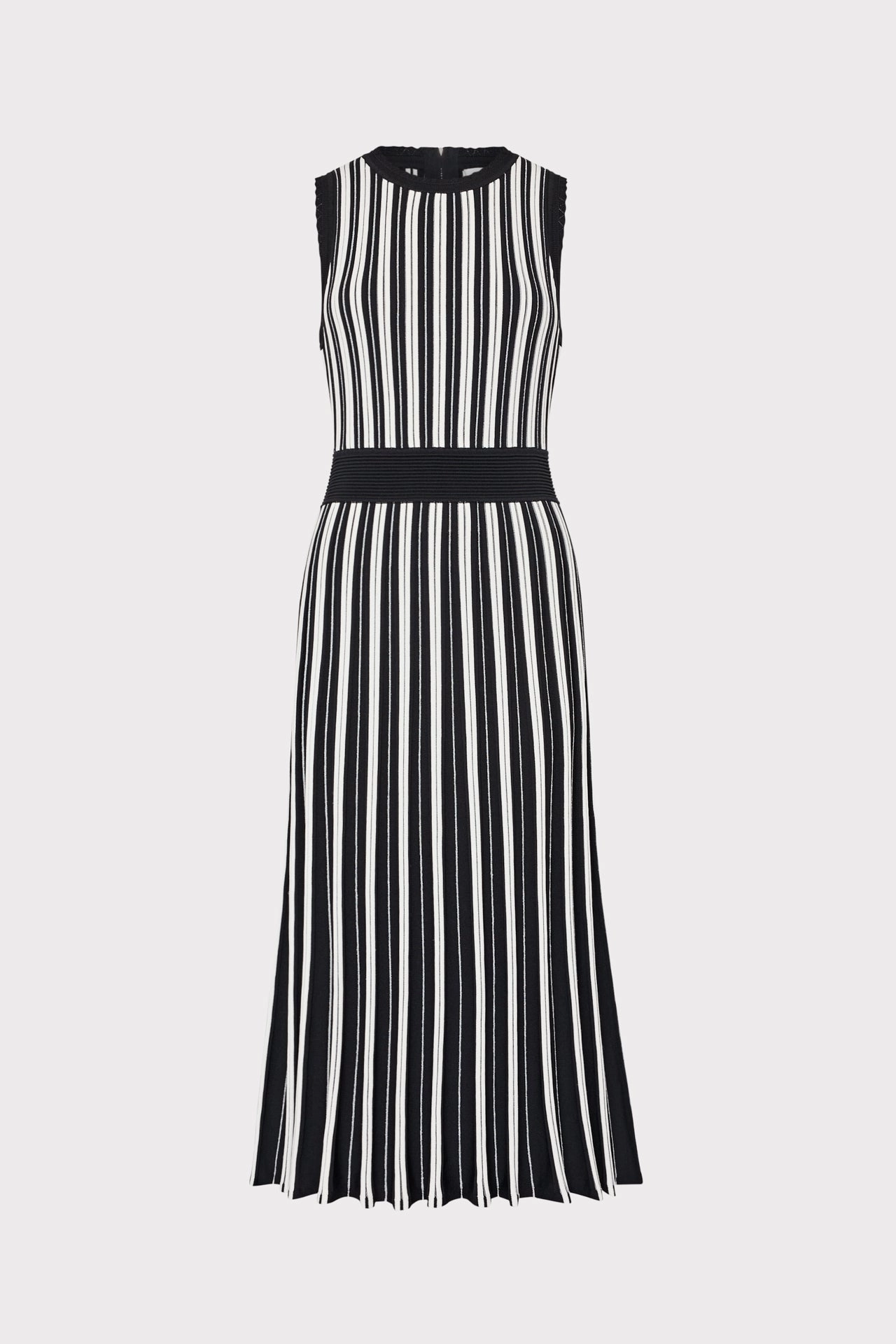 Merino Wool Blend Sleeveless Pleated Midi Dress