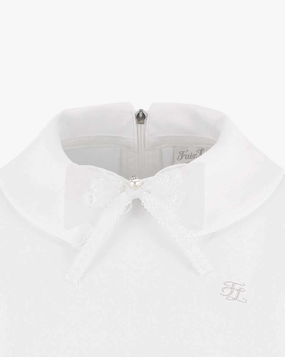 Flatlock Seam Technology Double Collar Long Sleeve T-shirt - White