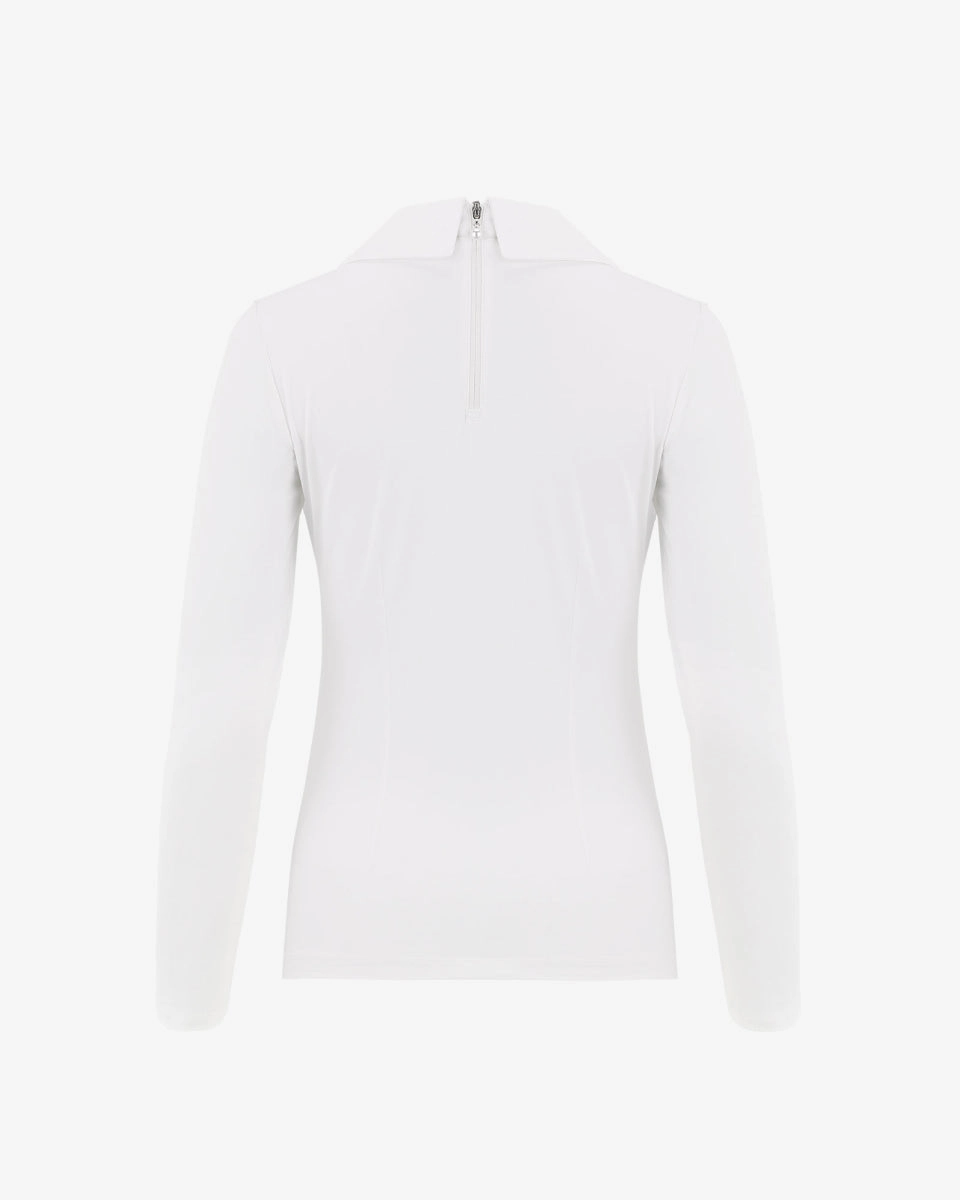 Active Look ContouredPanels Double Collar Long Sleeve T-shirt - White