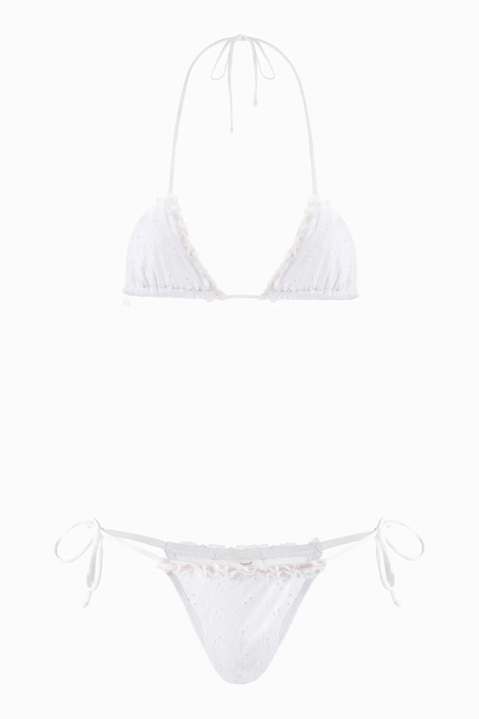 Soft Touch Feel Juliet Triangle Bikini Top | Milk Eyelet