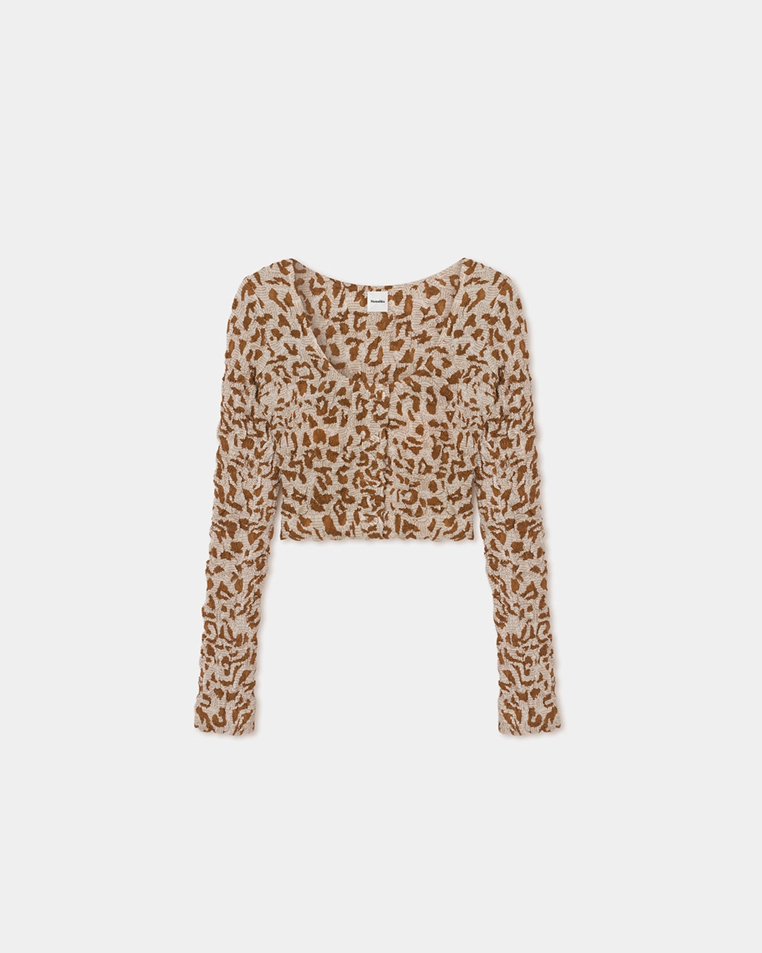 Jylan - Seersucker Cotton Voile Top - Ocelot Heather Effect Finish Airy Mesh Lining