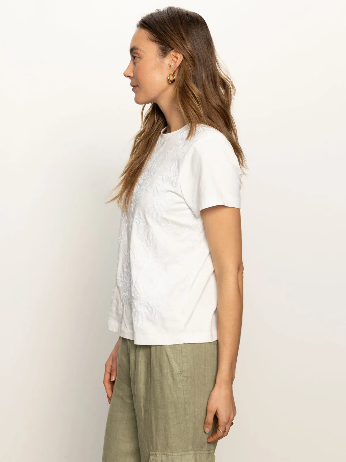 Casual Essentials Wear Embroidered Perfect Tee White