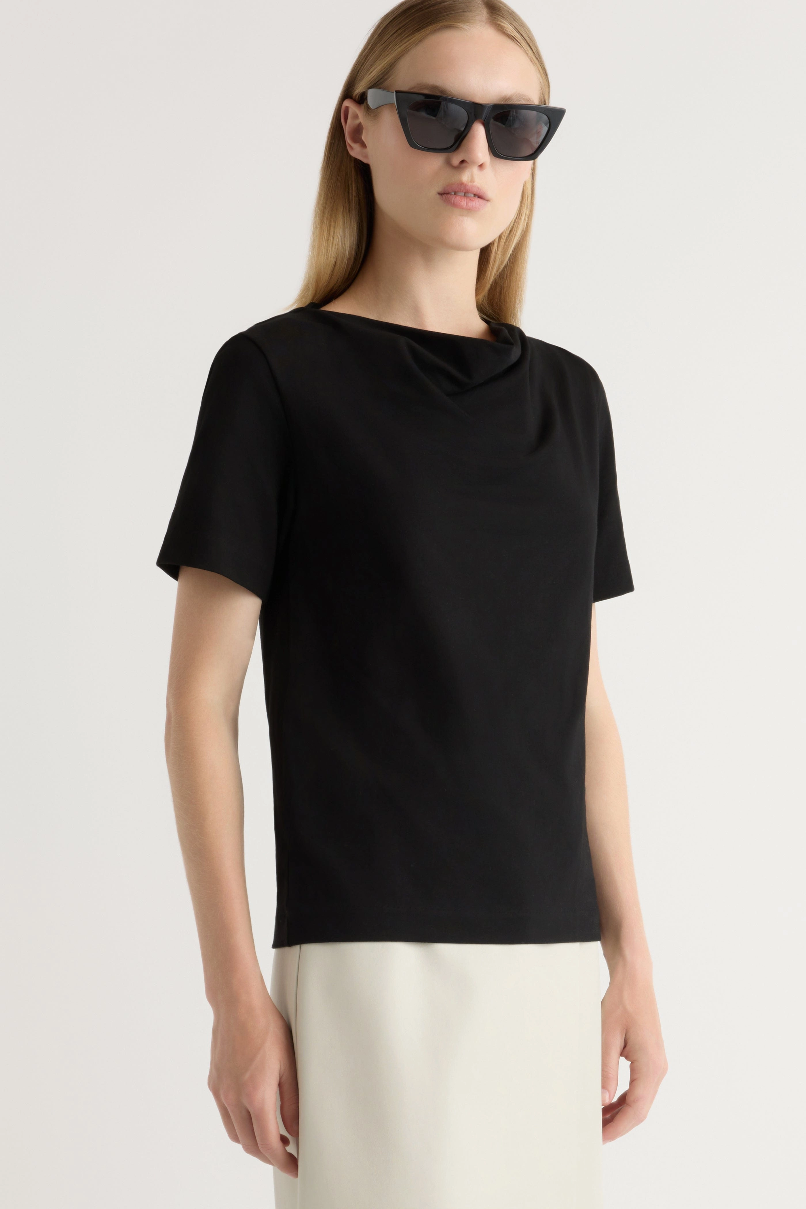 Kendra Organic Cotton Cowl-Neck Tee Lightweight Jacket FadeResistant Dye