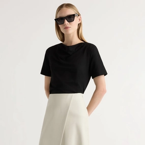 Kendra Organic Cotton Cowl-Neck Tee Petal Sleeve Architecture