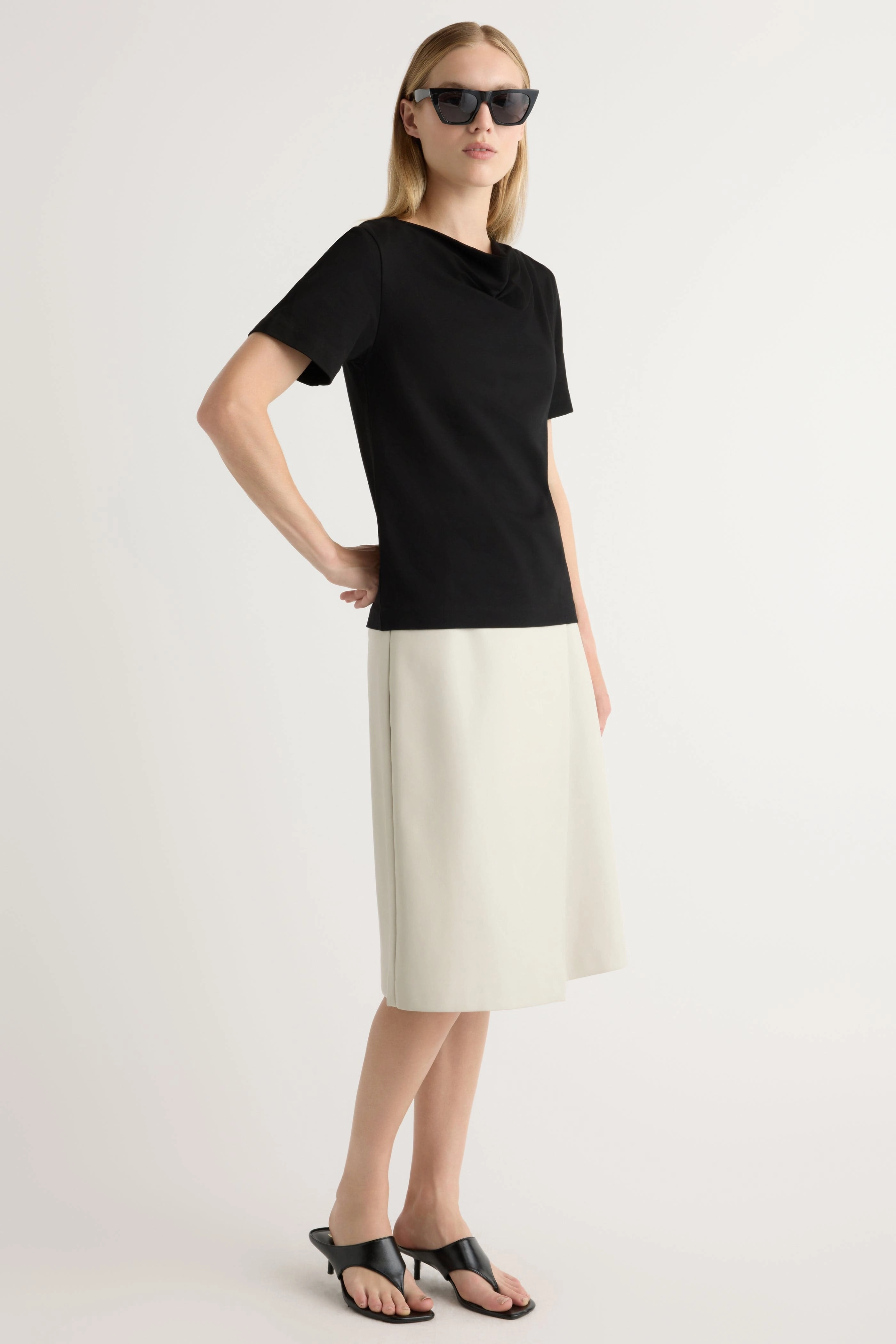 Kendra Organic Cotton Cowl-Neck Tee LowProfileSeams