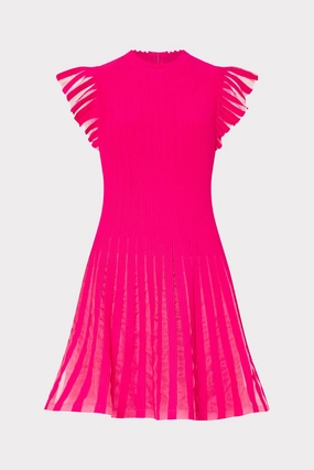 Crisp Design HighDensity Knit Sheer Flutter Sleeve Knit Mini Dress
