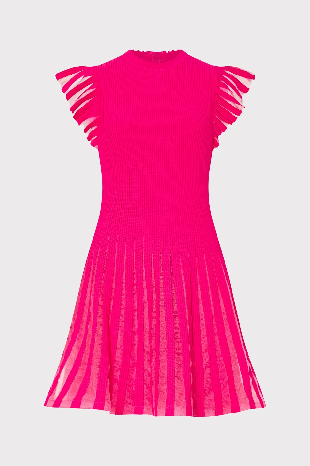 Crisp Design HighDensity Knit Sheer Flutter Sleeve Knit Mini Dress