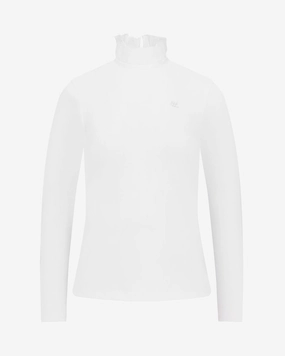 DurableDoubleLayeredHem Ruffle high neck cooling inner t-shirt - White