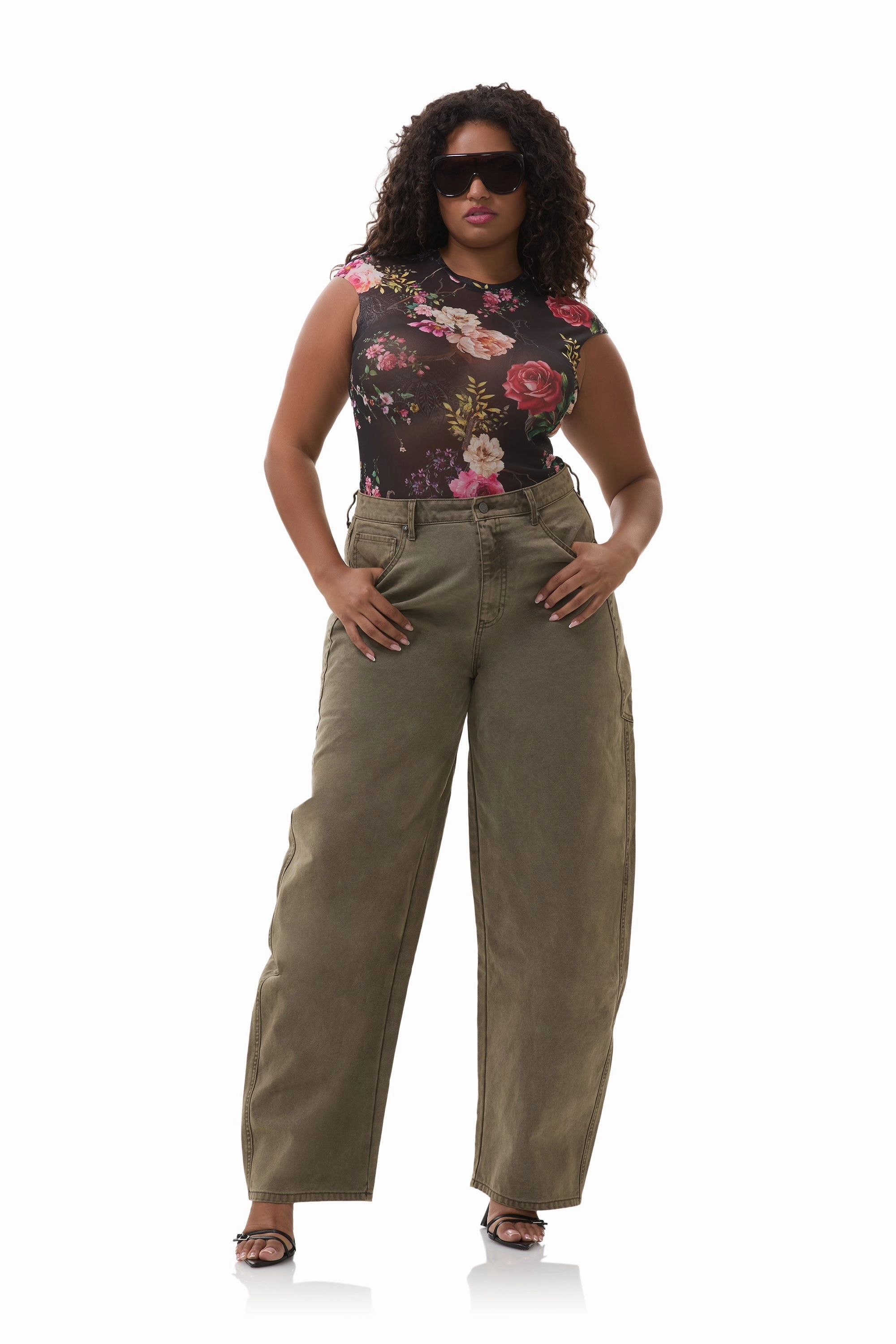 Nina Top - Noir Summer Rose EasyCareFabric