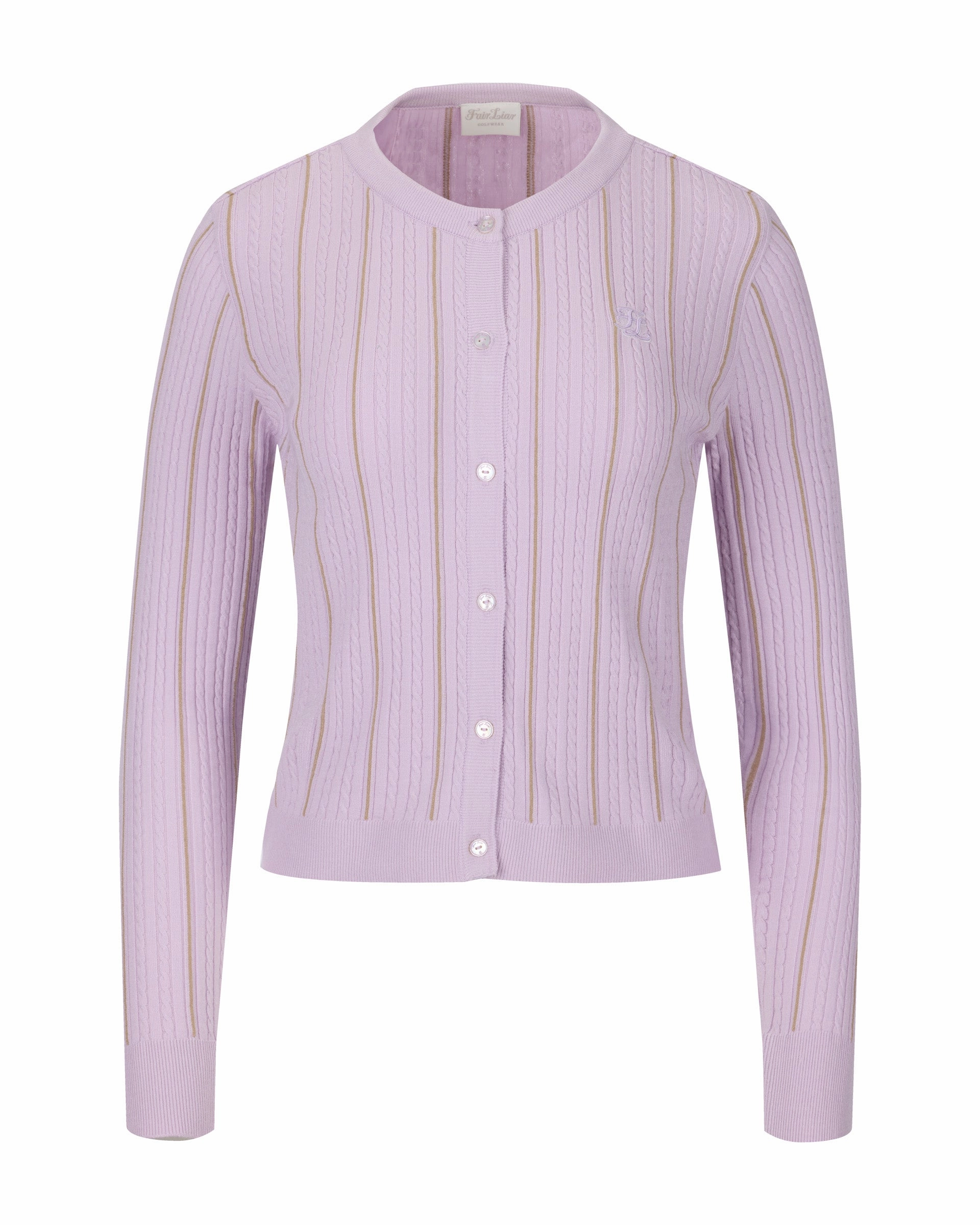 Stretch Fit Wind Shield Fair Liar Multi Color  Cable cardigan - Lavender