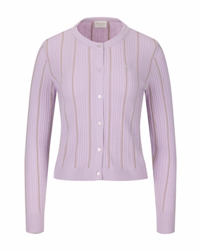 Fair Liar Multi Color  Cable cardigan - Lavender Ventilated Back Panels