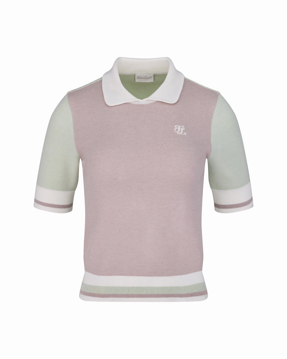 Minimalist Silhouette LatticeKnit Color combination crop knit - Green