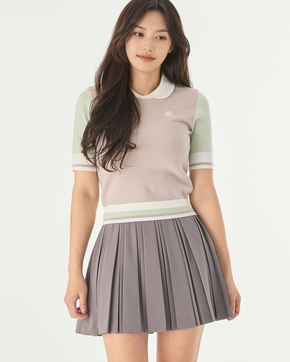 Color combination crop knit - Green VentilatedBack