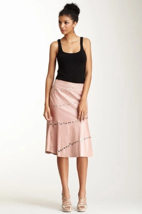 Clean Lines Antiqued Goat Leather Swirly Skirt - Blush Pink