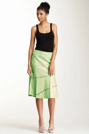 Antiqued Goat Leather Swirly Skirt - Mint A line Innovative Fabric