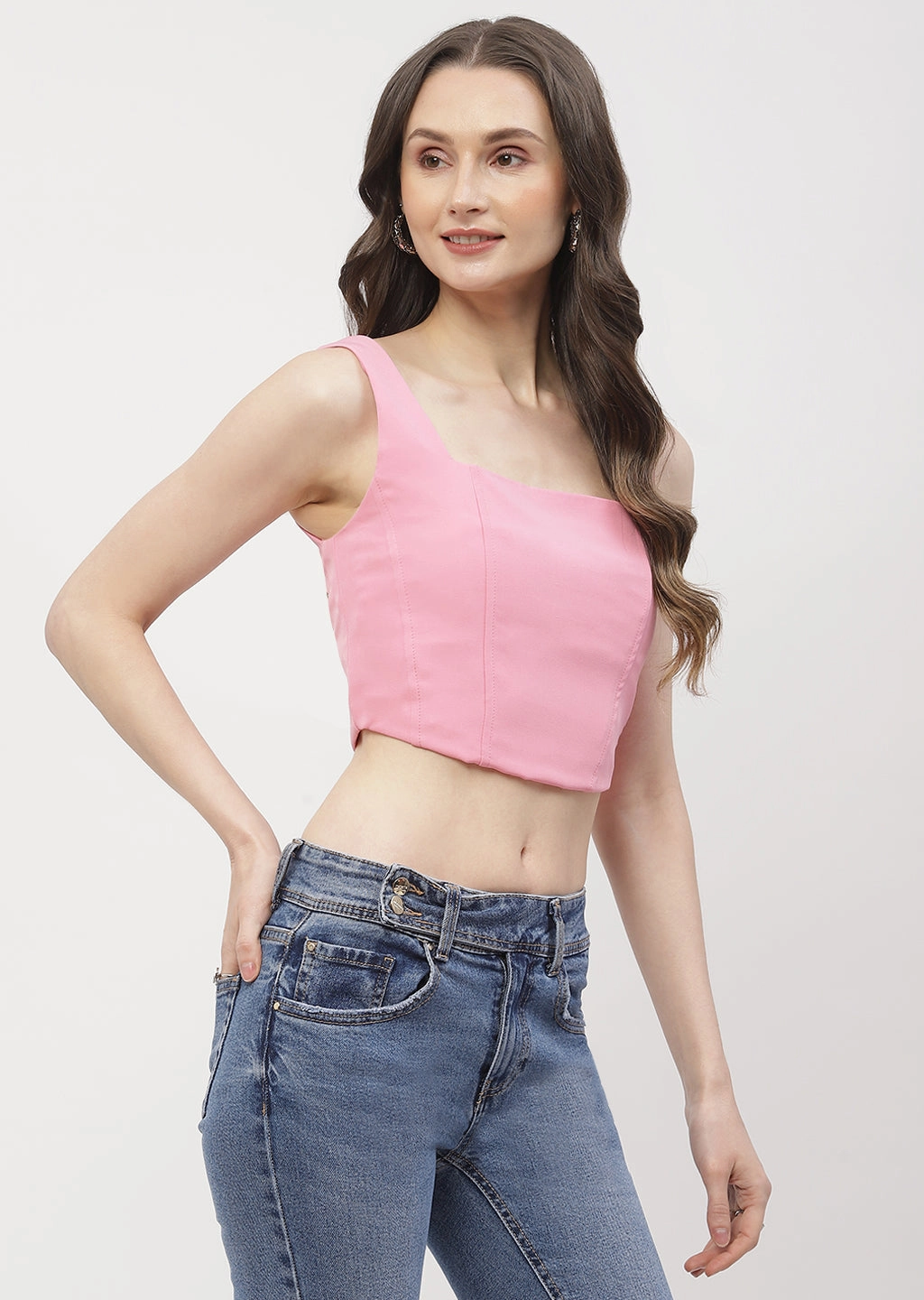 MinimalistCut Hydrophobic Surface Treatment Madame Solid Pink Corset Style Top
